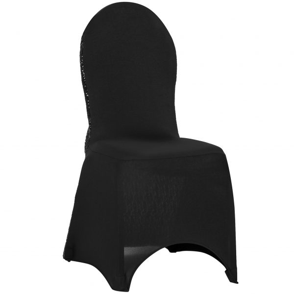 Glitz Sequin Stretch Spandex Banquet Chair Cover - Black