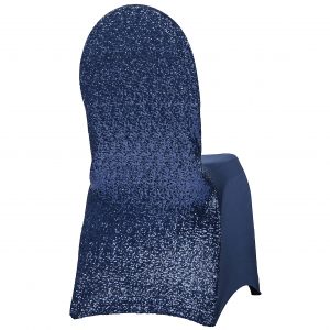 Glitz Sequin Stretch Spandex Banquet Chair Cover - Navy Blue