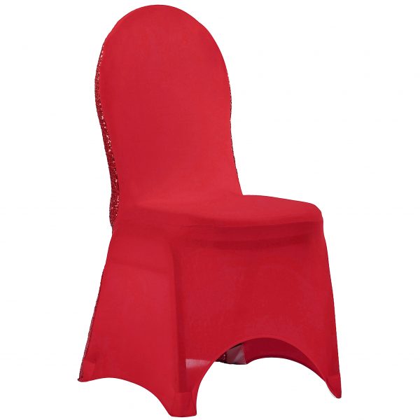 Glitz Sequin Stretch Spandex Banquet Chair Cover - Red