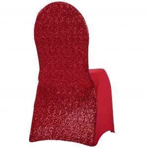 Glitz Sequin Stretch Spandex Banquet Chair Cover - Red