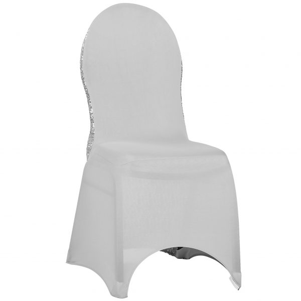 Glitz Sequin Stretch Spandex Banquet Chair Cover - Silver