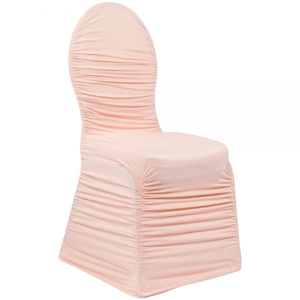 Ruched Fashion Spandex Banquet Chair Cover - Blush/Rose Gold