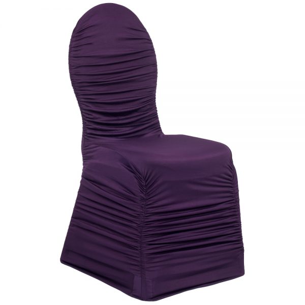 Ruched Fashion Spandex Banquet Chair Cover - Eggplant/Plum