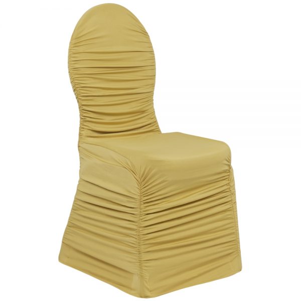 Ruched Fashion Spandex Banquet Chair Cover - Gold