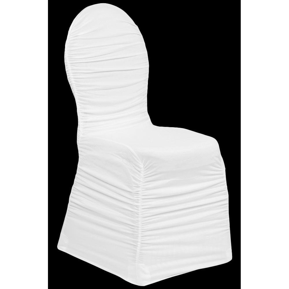Ruched Fashion Spandex Banquet Chair Cover – White – Kinsley Jo