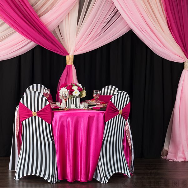 Stripe Spandex Banquet Chair Cover - Black & White