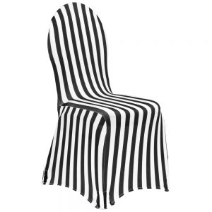 Stripe Spandex Banquet Chair Cover - Black & White