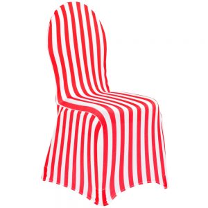 Stripe Spandex Banquet Chair Cover - Red & White