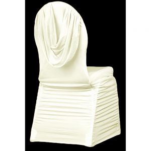 Swag Back Ruched Spandex Banquet Chair Cover - Ivory