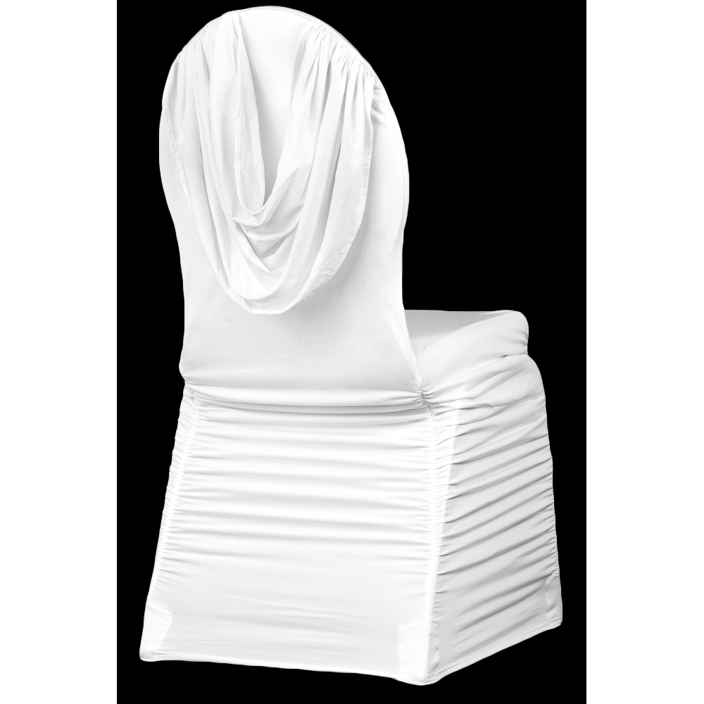 Swag Back Ruched Spandex Banquet Chair Cover – White – Kinsley Jo